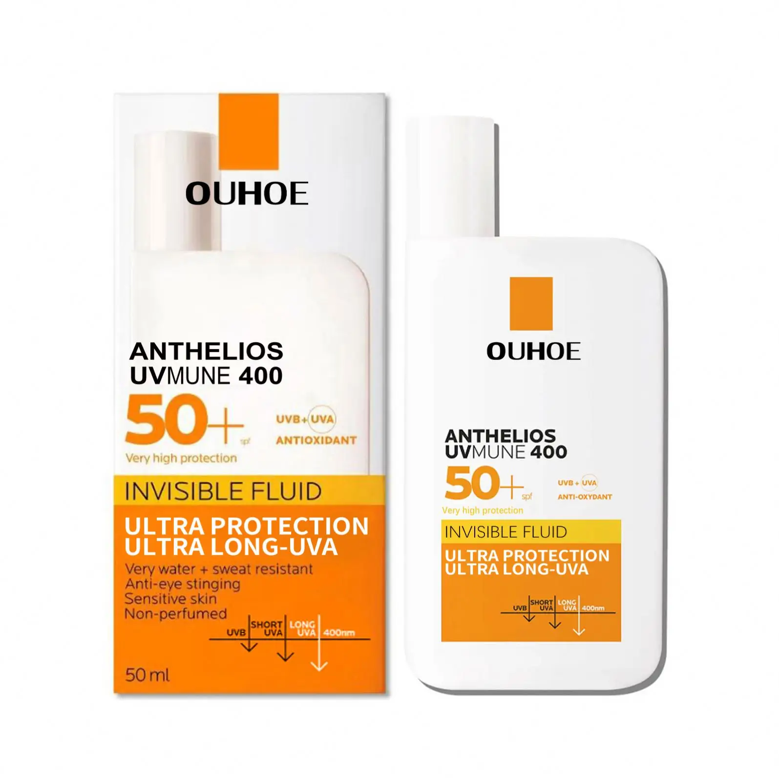 OUHOE Wholesale Skin Care Sunscreen Spf 50 Face & Body UVA/UVB Protection Water Resistant Sun Screen Lotion Sunblock Cream