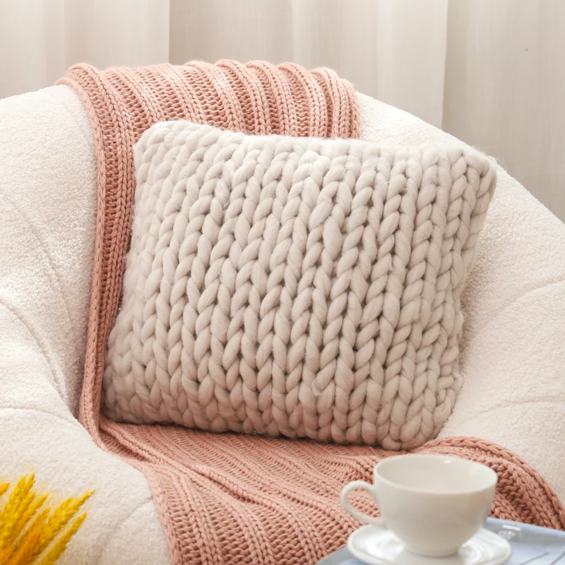 Living Room Custom Cable Jumbo Knitted Cushion Throw Pillow Cover for Living Room Decorative
