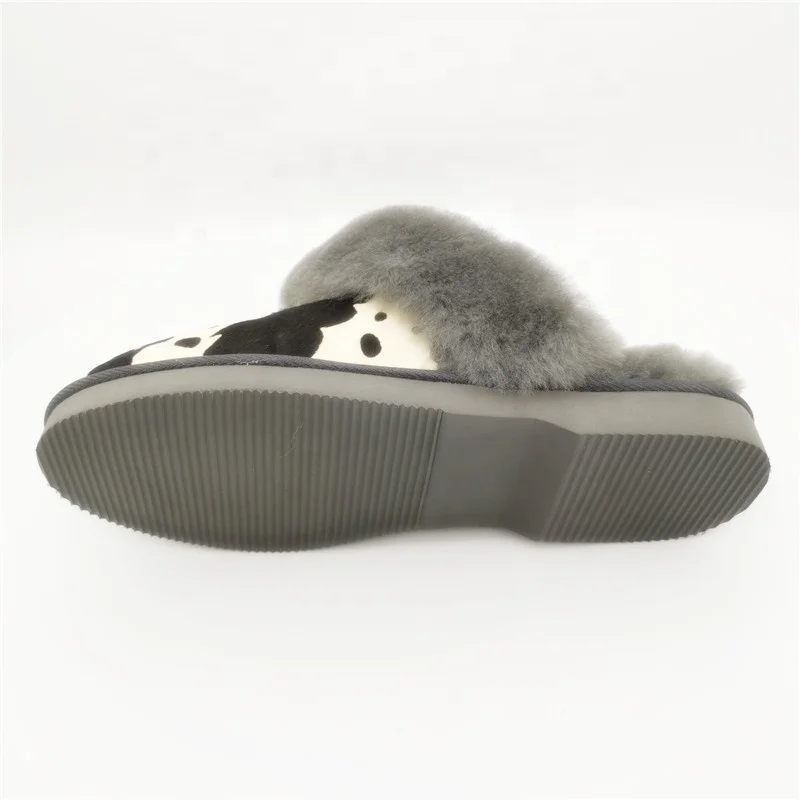 HQS-WS002 Factory wholesale custom sheepskin moccasin slippers genuine double face sheepskin slippers for woman