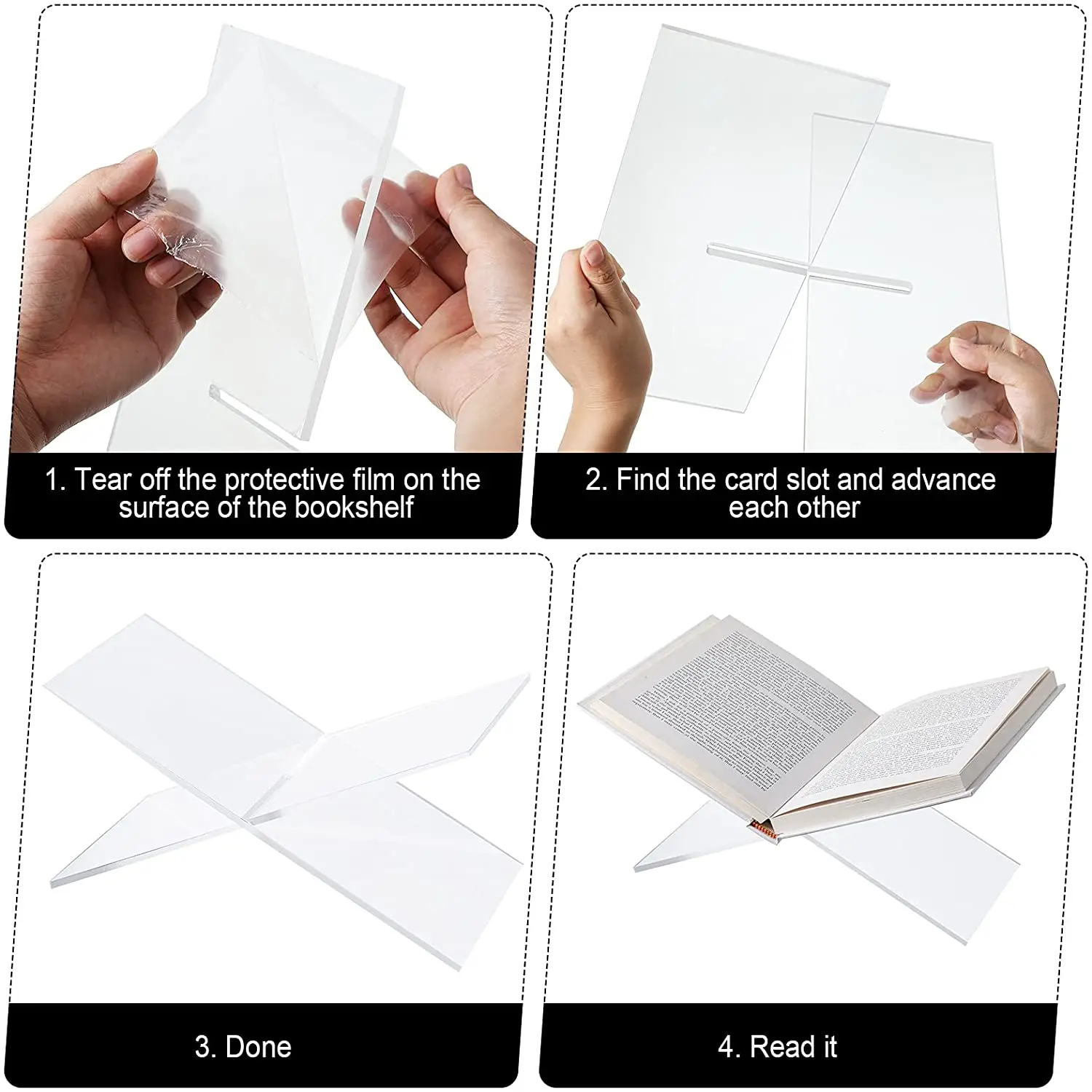CUSTOM Files Showing Rack Transparent Book Stand Acrylic Displaying Shelf for Opening Book