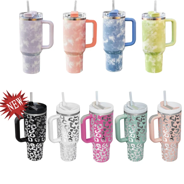 40oz diamond h2.0 plus Vacuum Adventure quencher Fluid leopard tumbler with handle glitter and straw customized logo for car
