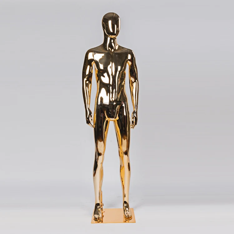 Золотистый хромированный стоячий манекен из стекловолокна
