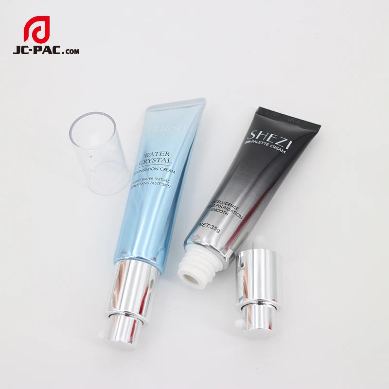 OEM Laser Printing Service Metallic Shiny Airless Pump Tube Aluminum Plastic Black Matte Tube