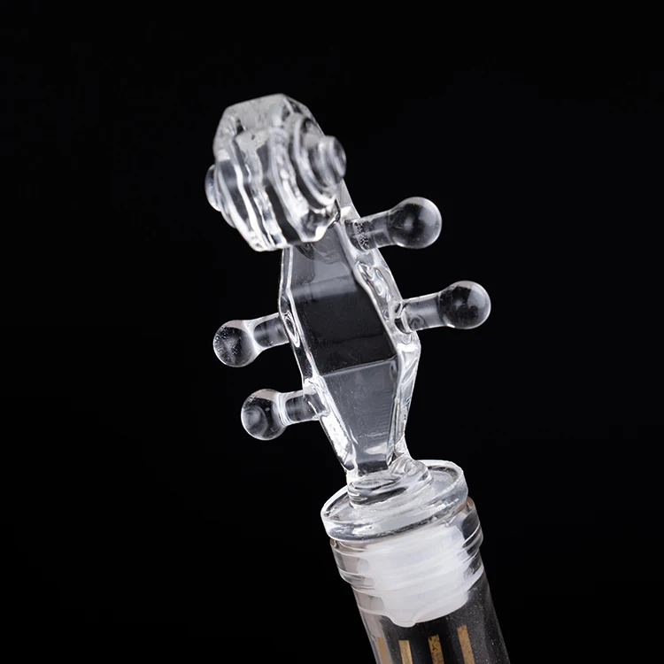 Hot Sale Handcraft Whiskey Rum Liquor Wine Bottle Glass Violin Decanter With Wood Base