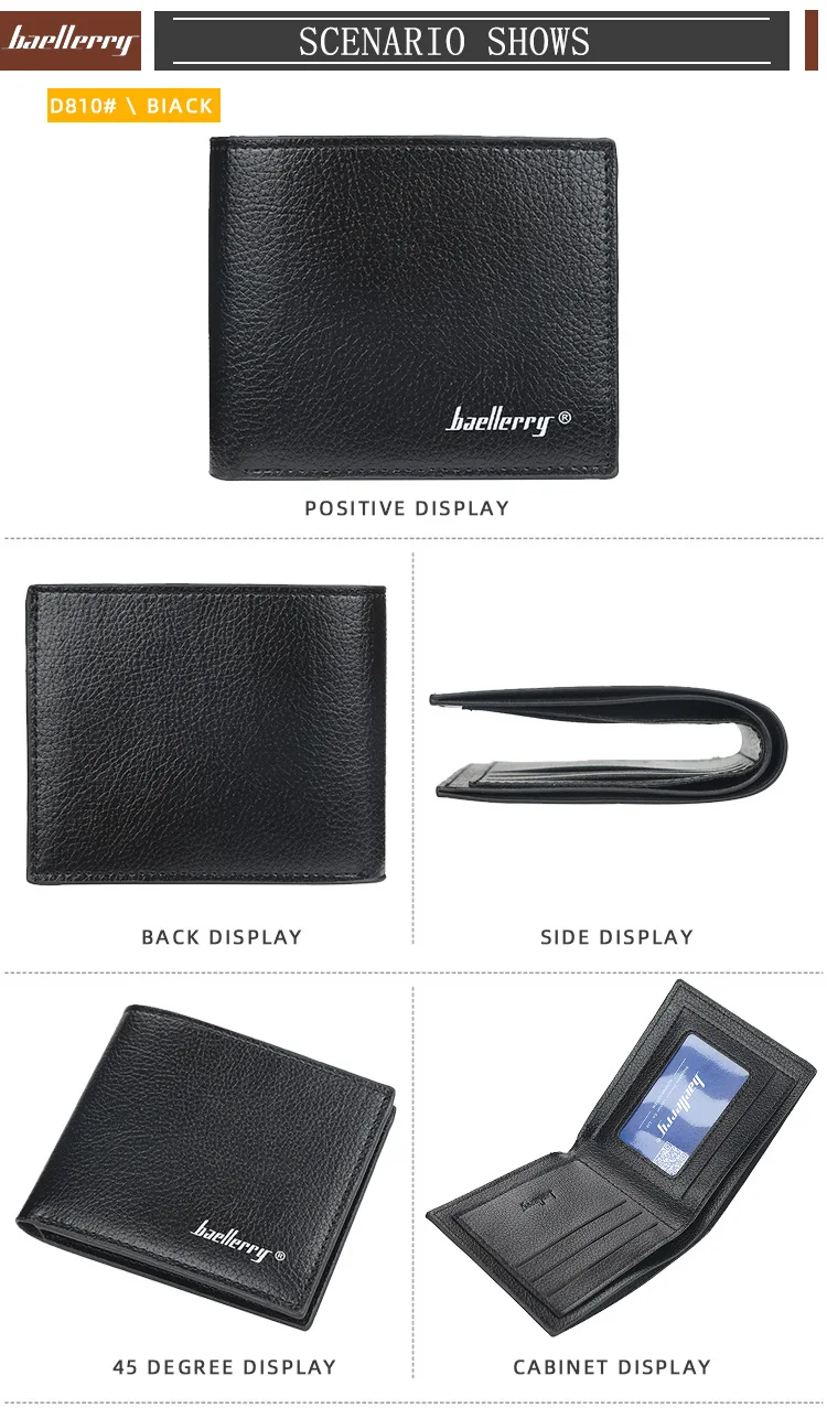baellerry cartera hombre black rfid minimalist man pu leather wallet minimalist design modern man wallet  slim Bifold men purse