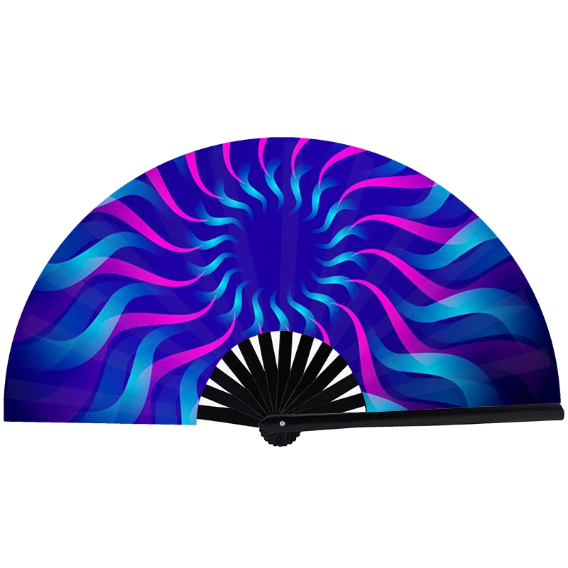 Personalized large UV reflective plastic bamboo hand fans party fan hand folding custom hand fan for concert
