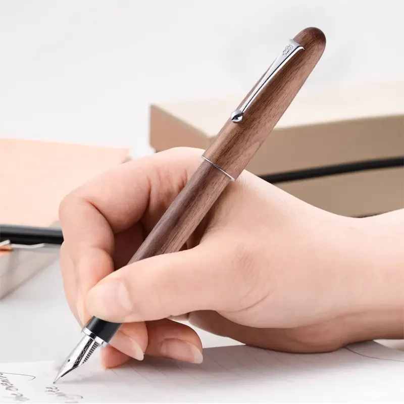 Jinhao 9026 Natural Wood Fountain Pen Customizable Brand Logo Vintage Style Luxury Gift Pen for Professionals and Collectors
