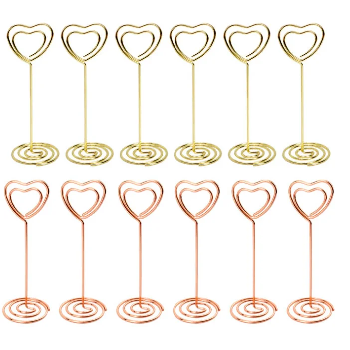 
Metal Table 85 mm hight Stand Card Holder Heart Ring Shape picture holder Card Photo Wedding Party Office Desk Name Holder 