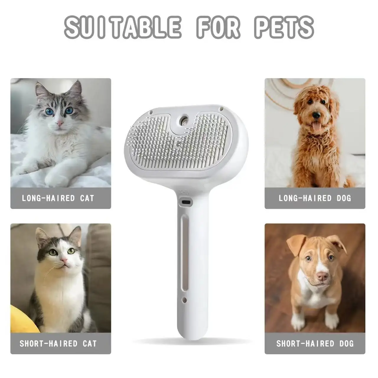 New Promotion Hot Style Usb Electric Hair Cleaner Spray Brush Cats Effective Pet Remover Grooming Dual Function Massage Comb