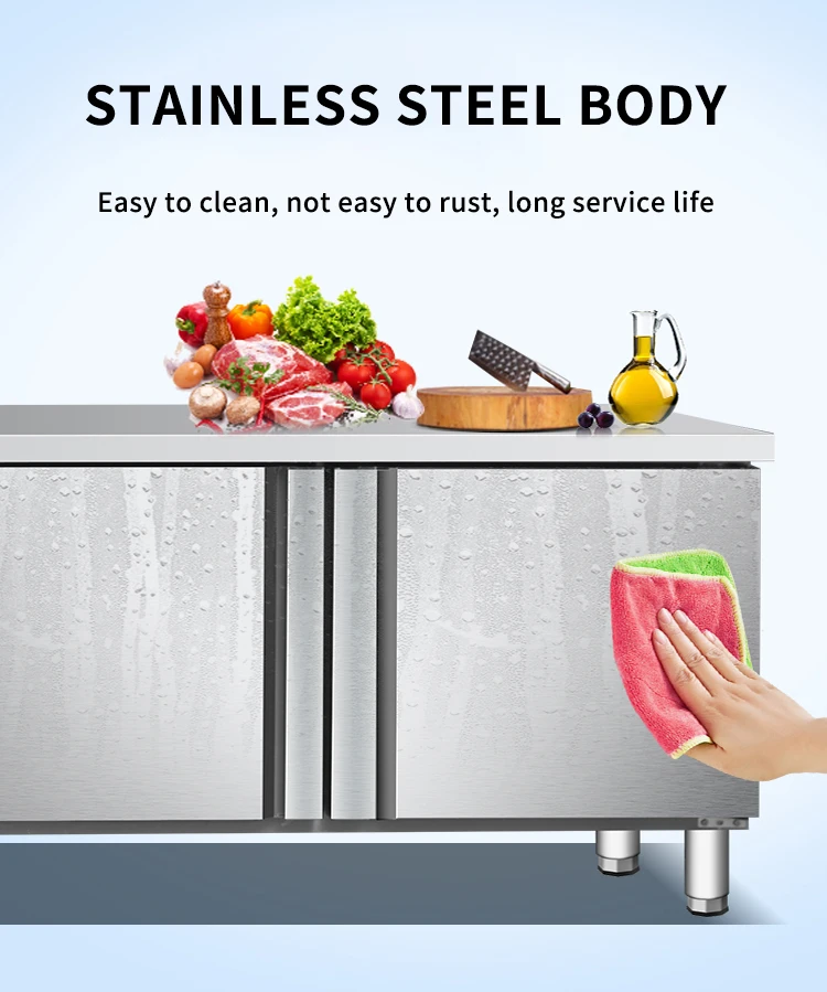 Factory wholesale 2 door counter chiller worktop refrigerator undercounter freezer