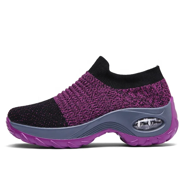 Women Tennis Shoes Breathable Mesh Height-increasing Slip-on Female Sock Footwear Outdoor Women Sneakers Thick Bottom Platforms