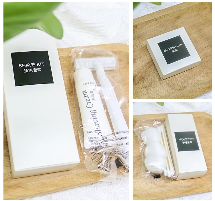 Custom Luxury OEM Disposable Biodegradable Guest Toiletries Kit Accessories Set for Hotel Amenities
