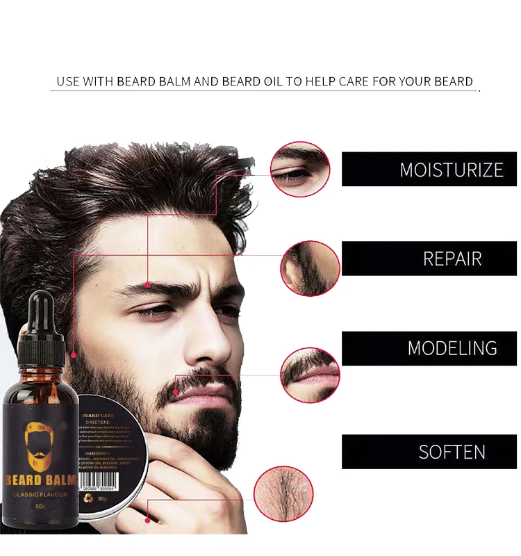 private label 100% organic ingredients beard balm and beard oil kit for men beard growth