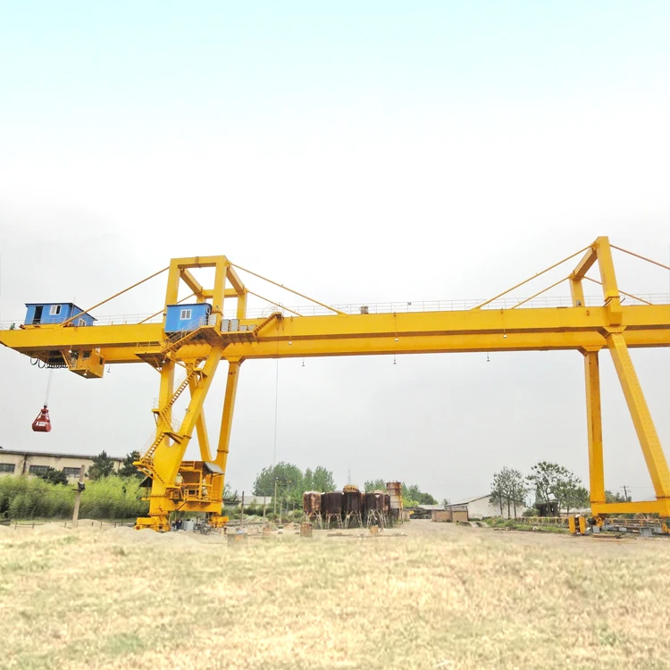 Customized Design Mine Double Girder Grab Bucket Gantry Crane For Sale