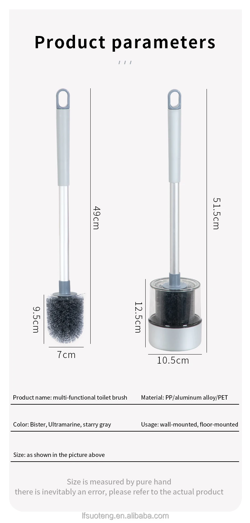 Bathroom Cleaning Tool Cleaning Brush Wall Hanging Soft Bristle Toilet Brush With Aluminum Long Handle