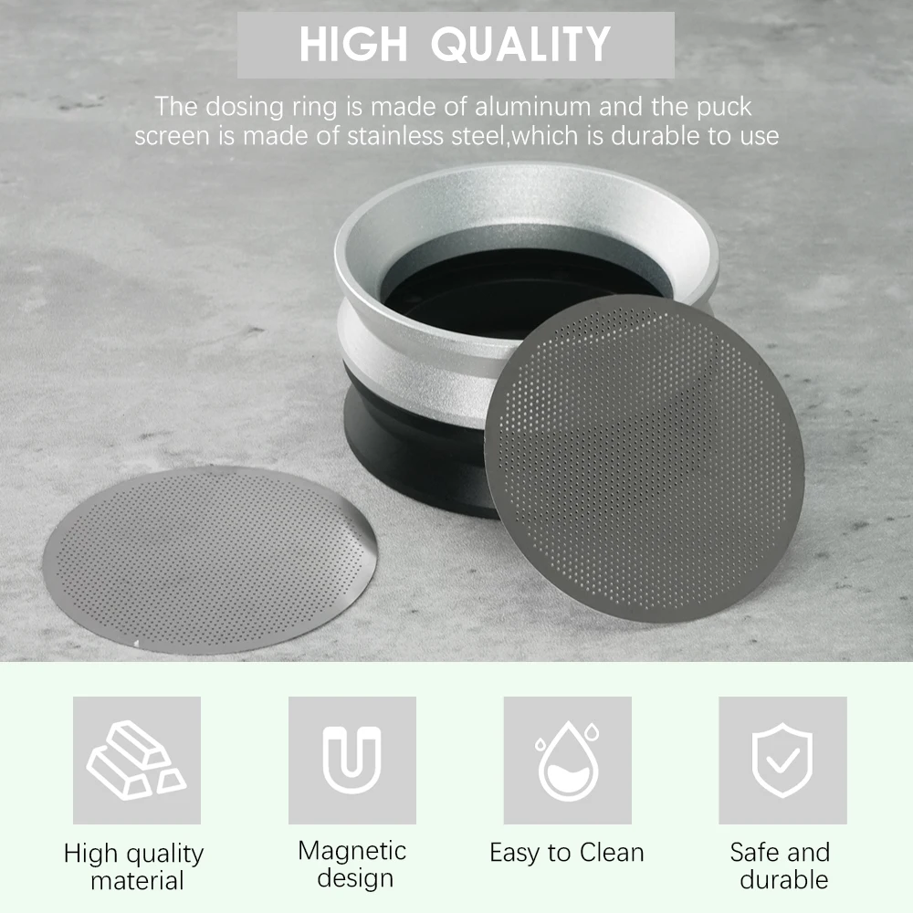 Customized 1SET 58MM Espresso Dosing Funnel & Puck Screen Kit Magnetic Dosing Funnel And Stainless Steel Coffee Reusable Filter