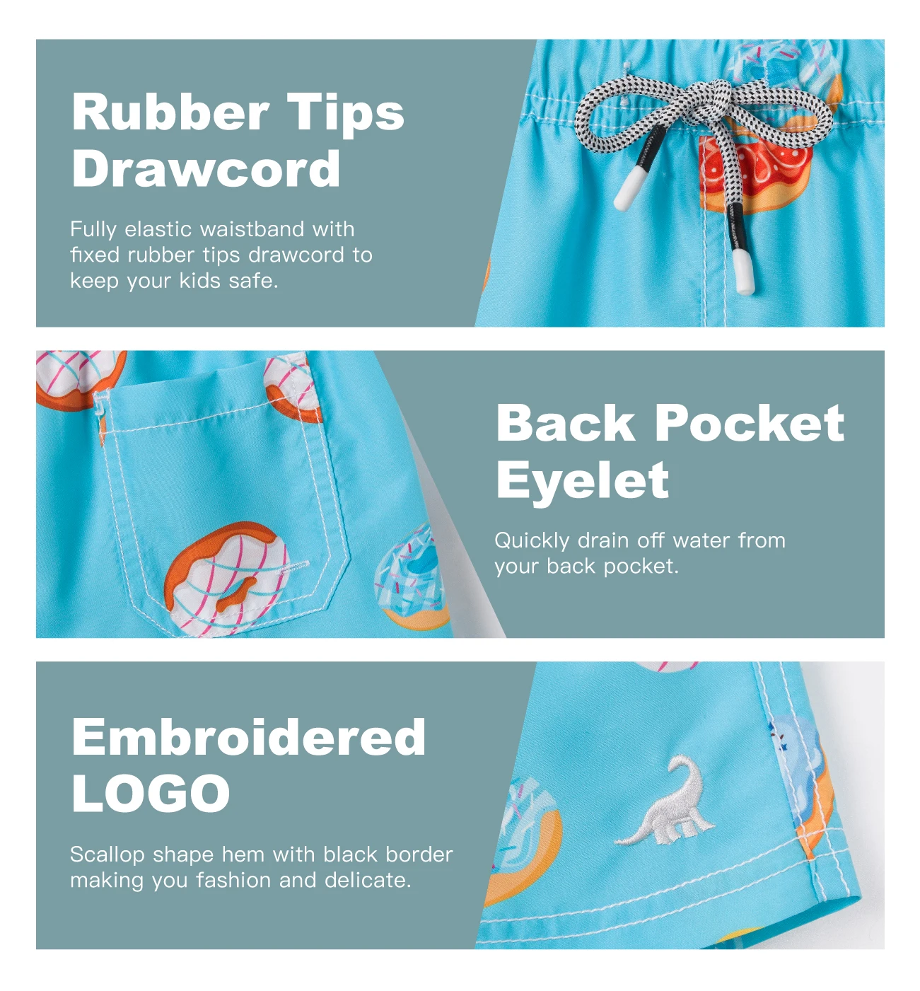 Custom boys chilid  swim shorts fitted beach surf board shorts with soft mesh lining