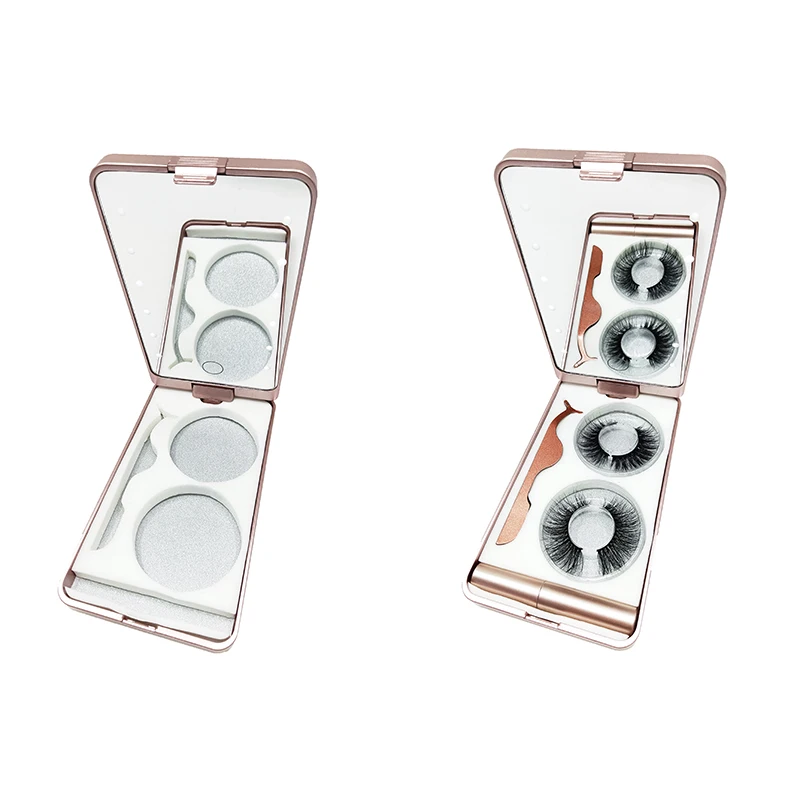 Good quality chrome mirror makeup box with led light make up