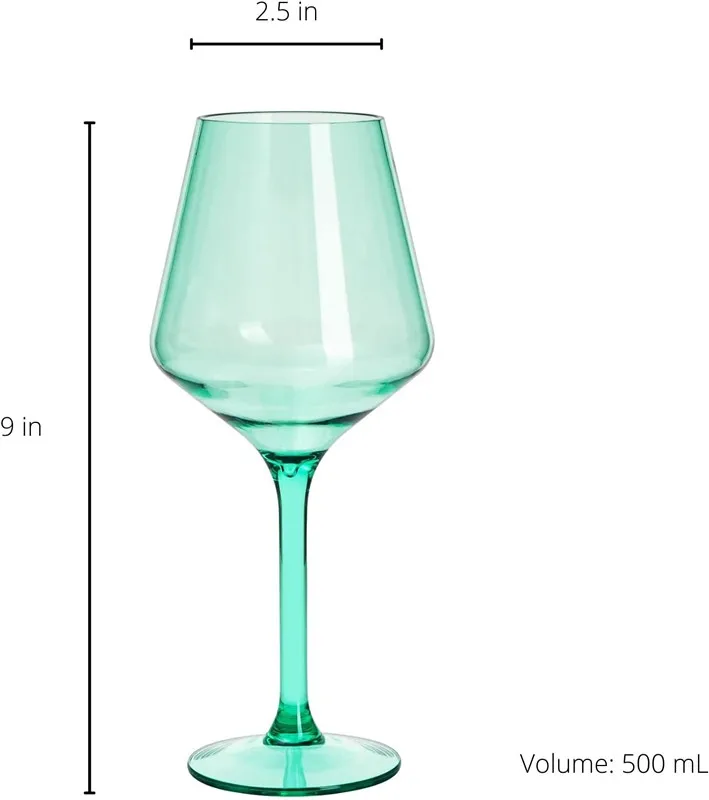 Stemmed Plastic Wine Glasses, Acrylic Glasses Drinkware, Unbreakable Colored , 6pcs -Shatterproof BPA-free plastic, Reusable