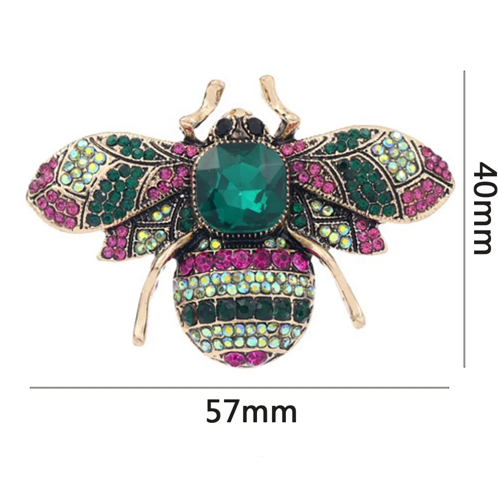 Vintage Gold Plated Purple Rhinestone Insect Honey Bee Brooches Crystal Bee Brooch for Women