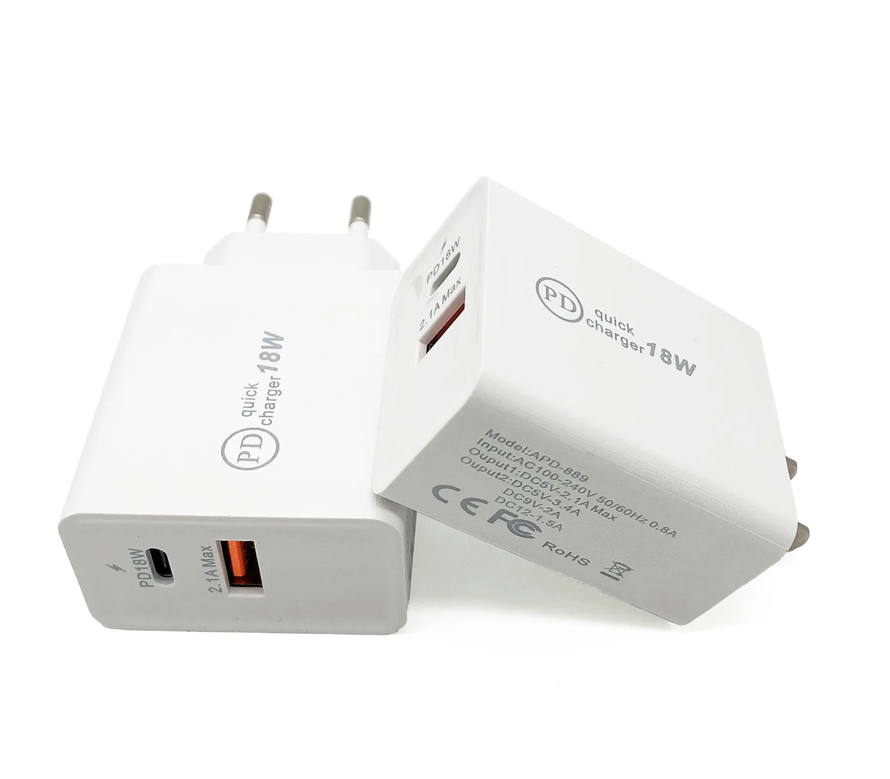 18W Type-c Interface Usb A + C QC3.0 Mobile Phone Fast Charging Head PD Charger