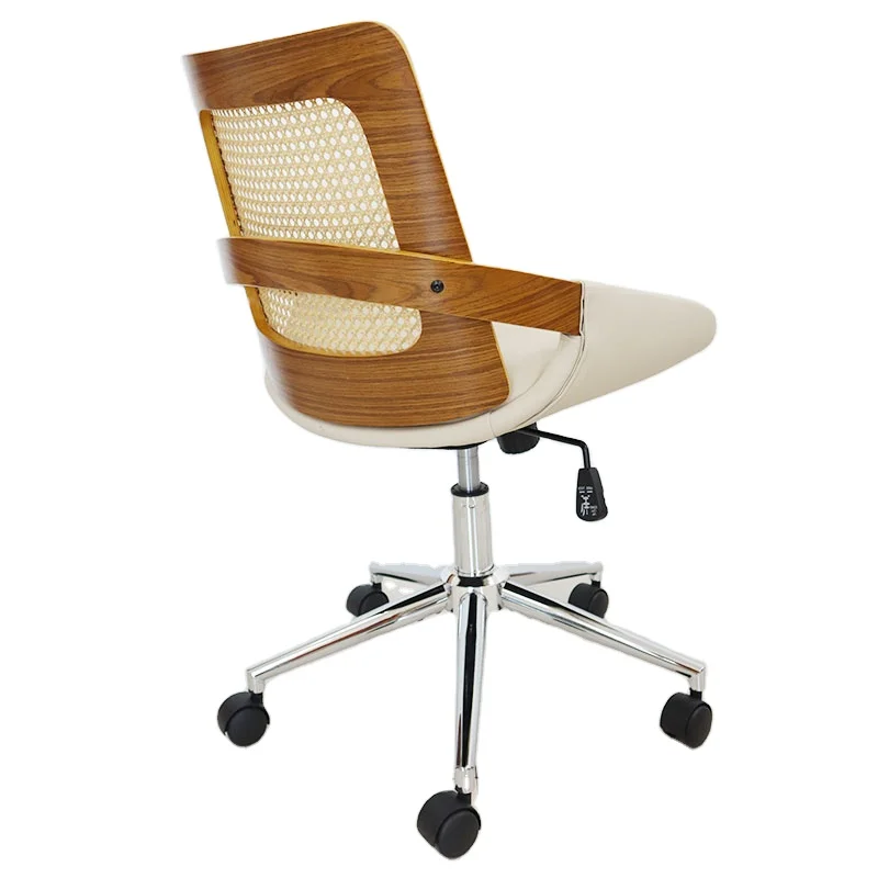 Luxury Upholstery Home Comfortable Swivel Executive Ash Metal Frame Arm Rest Office Chairs With Rattan Back