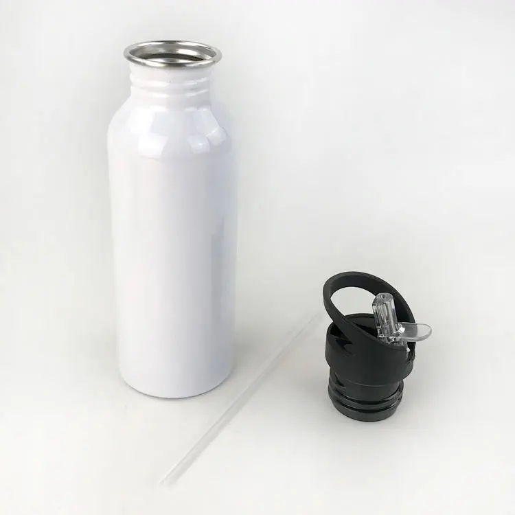 600ml stainless silver white water bottle blank Sublimation steel bottle with straw