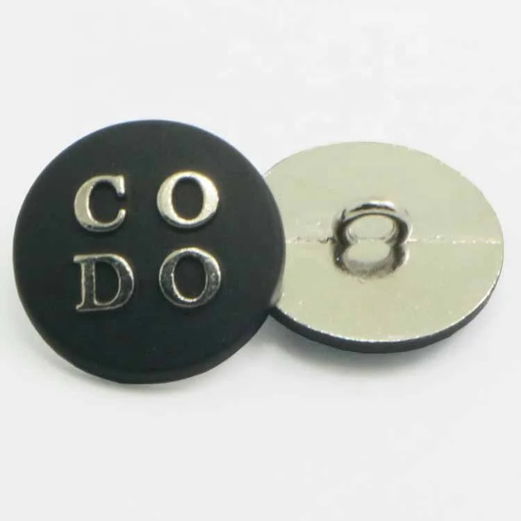 
custom 8mm enamel black gold silver flat alloy metal shank button for denim 