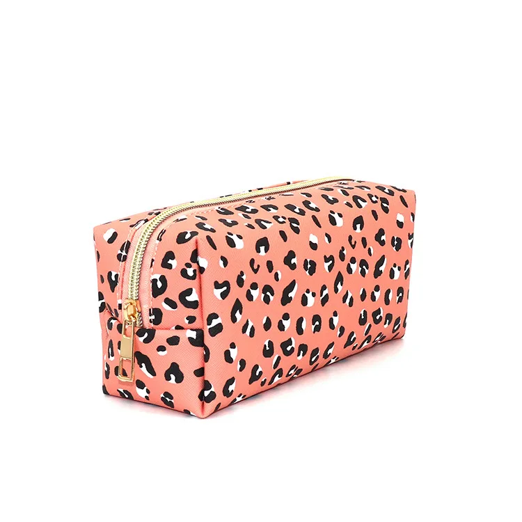 Leopard Print Makeup Toiletry Pu Leather Waterproof Set of Cosmetics Travel Bag