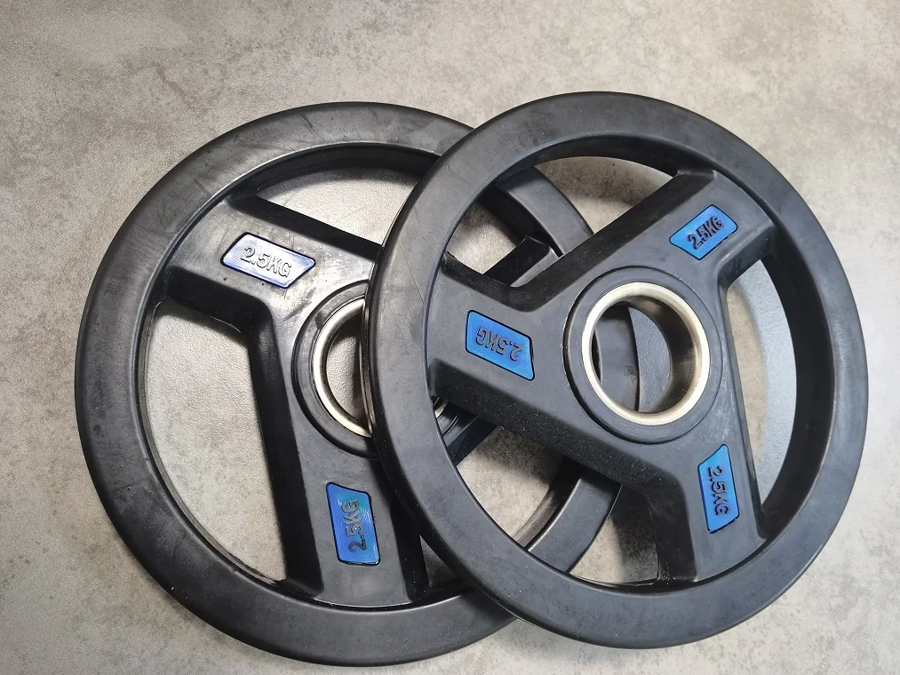 Gym Fitness Free Weight Strength Home Bodybuilding Cast Iron Barbell Rubber Coated Dumbbell Weight Lifting  Plate