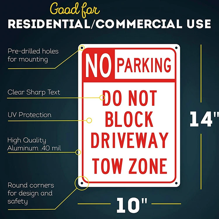 2021Quality Cheap Customized reflective No Parking aluminum Street Sign Plastic PVC Warning sign