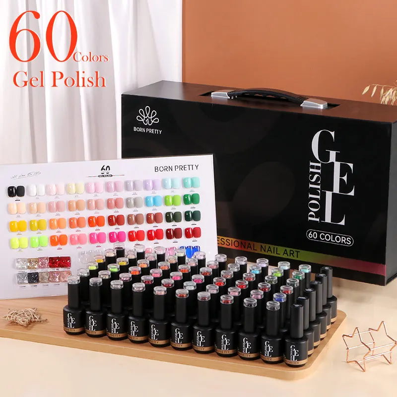 BORN PRETTY 60 Colour Professional Resin UV Gel Nail Kit 15ml Long Lasting Nails Gel Polish Set Box For Nail Supplies Salon