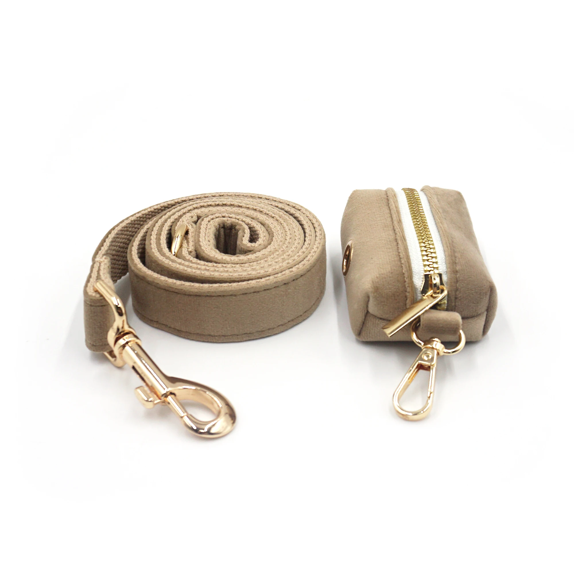 New new product ideas 2024 dog custom logo dog poop bag holder hot sale luxure dog harness classic grey velvet pet leashes