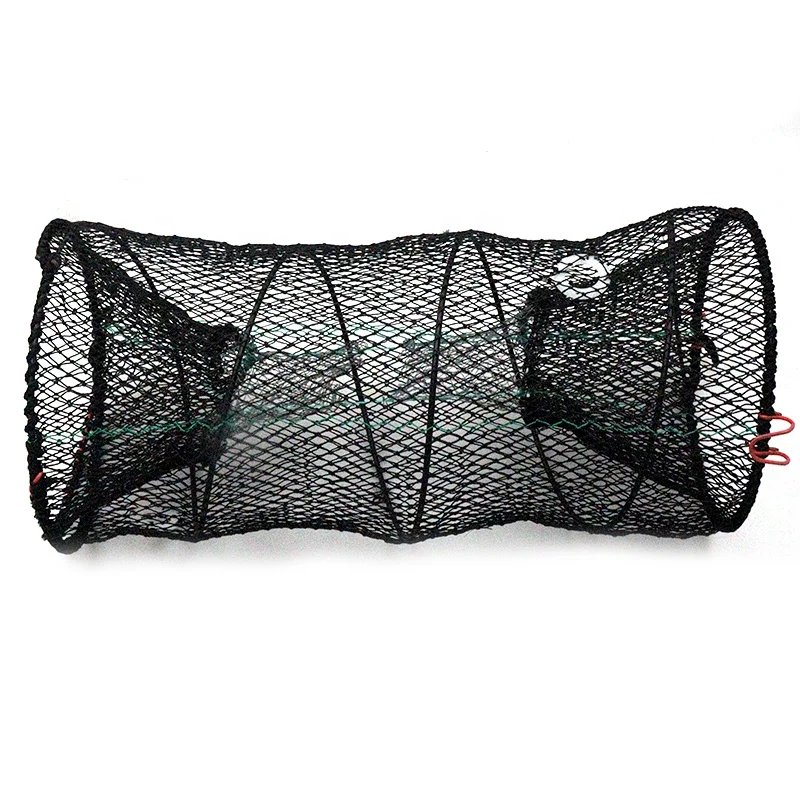 2024 Wholesale Spring Cage PE Nylon Net Folding Plastic Coated Fish Cage Shrimp Crab Lobster Trap