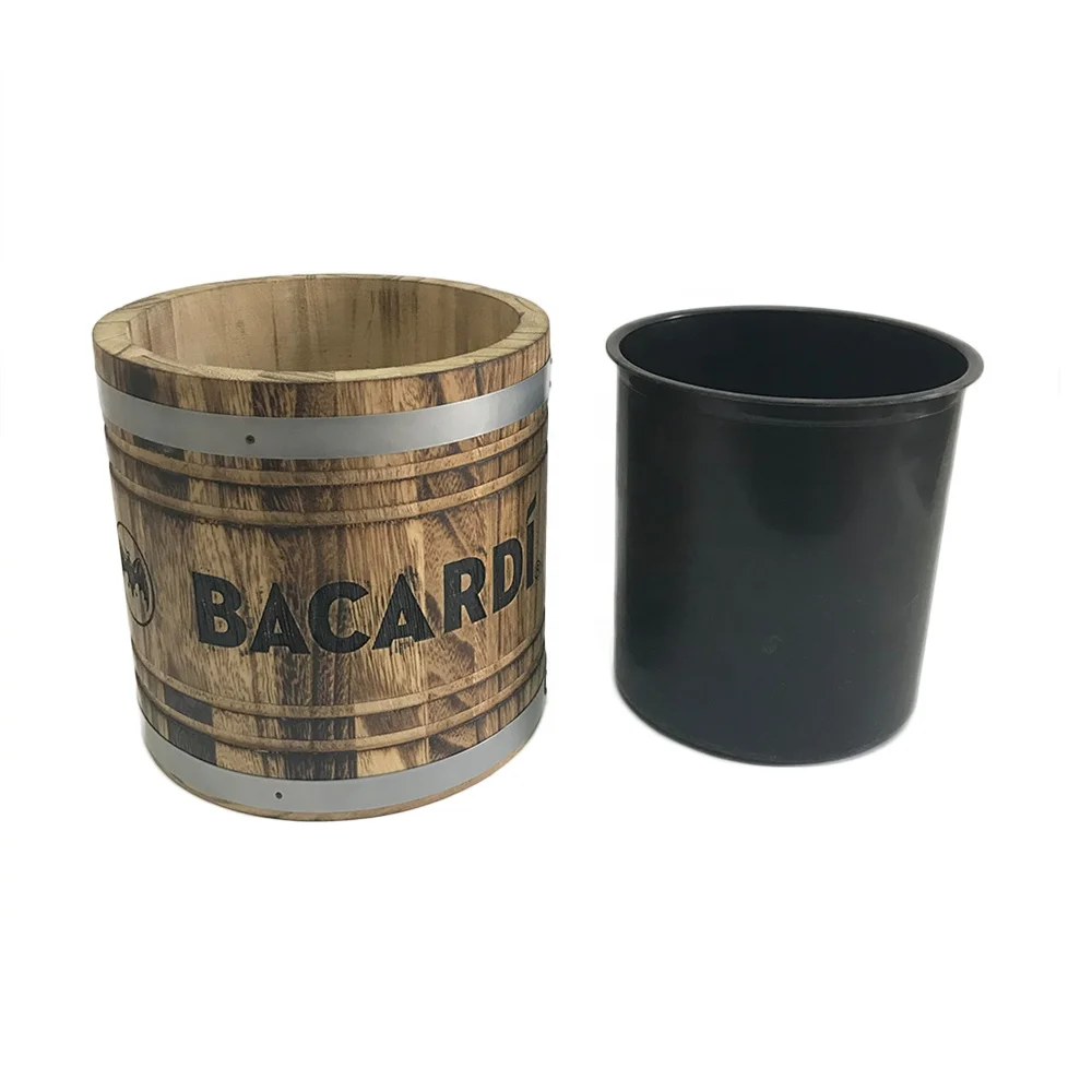 BACARDI заказной бутылки дешевый деревянный кулер с крышкой поставщик деревянное ведро для льда
