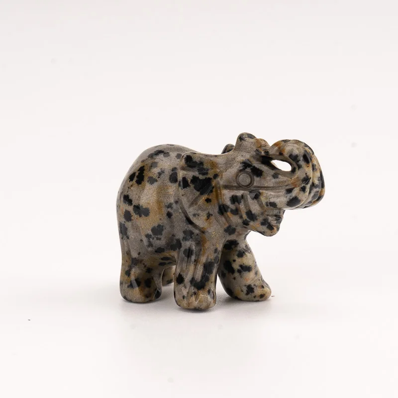 Colorful Dalmatian Stone Animal Carving Factory Direct Sale Crystal Elephant Home Decoration Jade Chakra Opal Gemstone Gift