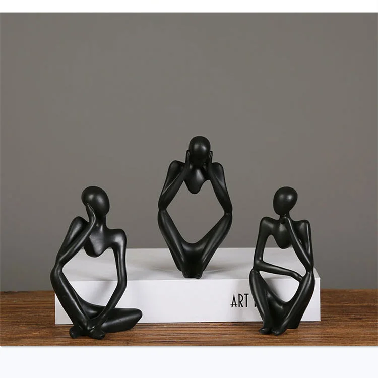 Resin Thinker Crafts Abstract Sculpture Thinking Statue Collectible Human Figurines Home Office Bookshelf Desktop Decor