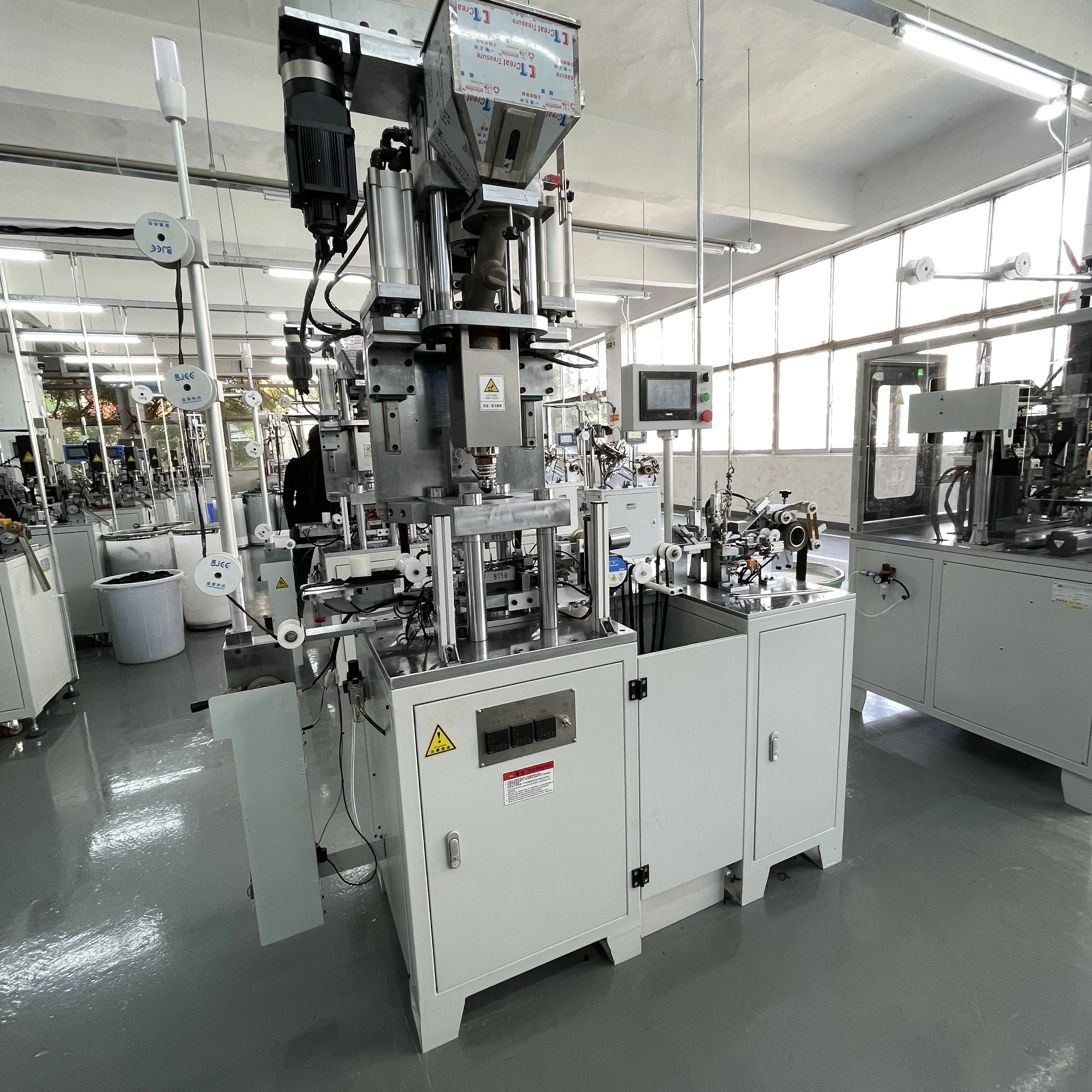 automatic Electrical 2 in 1 Nylon zipper pin box injection and zipper joining machine