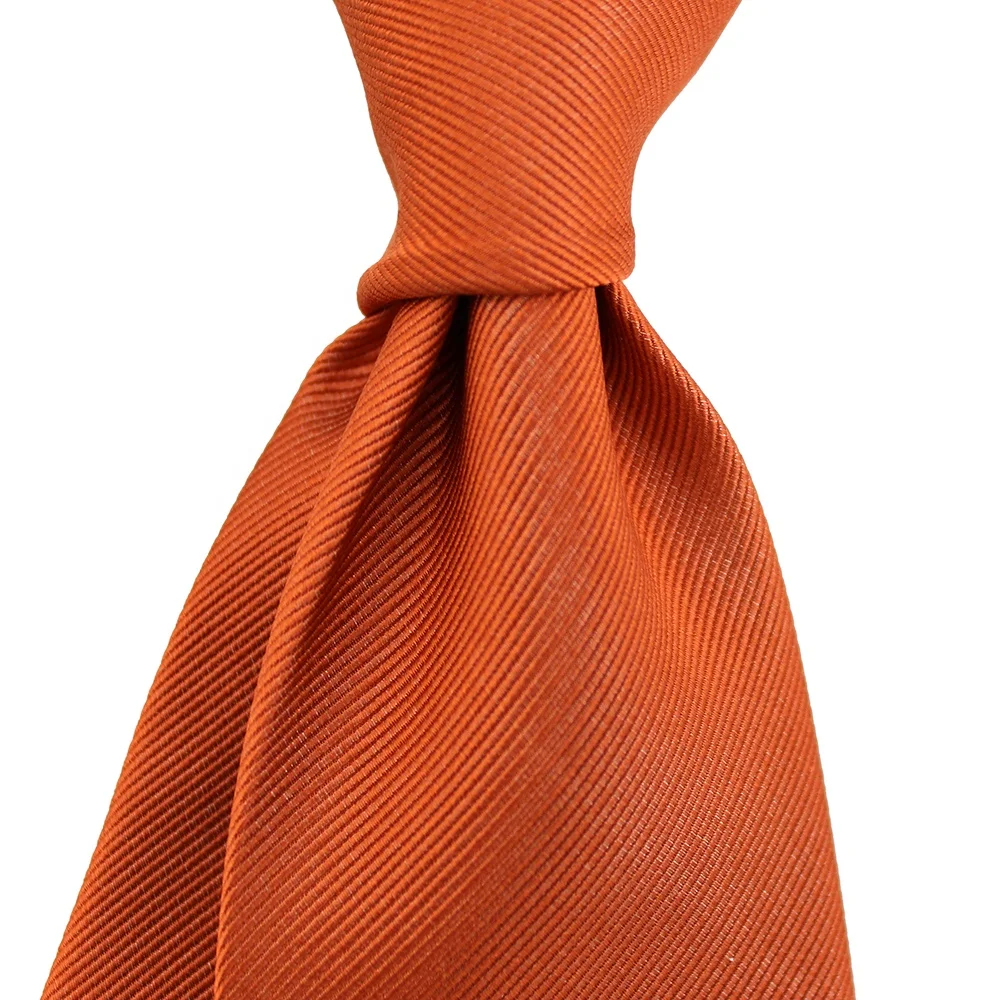 China Suppliers Wholesale Handmade Men Business Fashion Solid Color Necktie Exquisite Grosgrain 100% Silk Woven Burnt Orange Tie