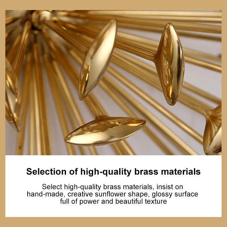 Light Luxury Wall Decor Living Room Bedroom Decorates Brass Creative Sun Flowers Accessories