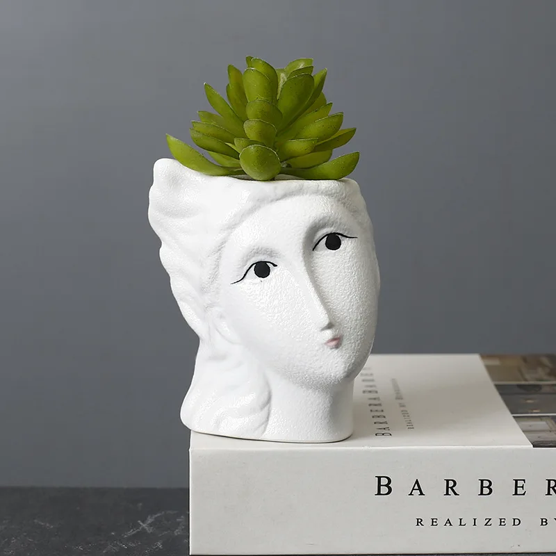 Garden Ceramic Flowerpot Minimalist Character Succulent Glazed Ceramic Flower Pot Decoration