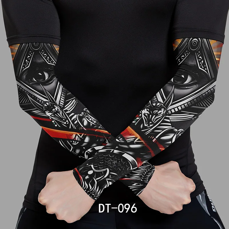 Custom UV Sun Protection Motorcycle Men Cooling Sports Running Cycling Ice Silk Tattoo Arm Sleeves For Men