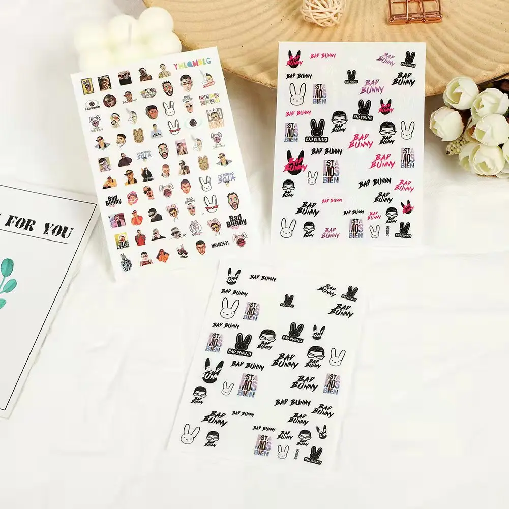 New MG series bad bunny Nail stickers