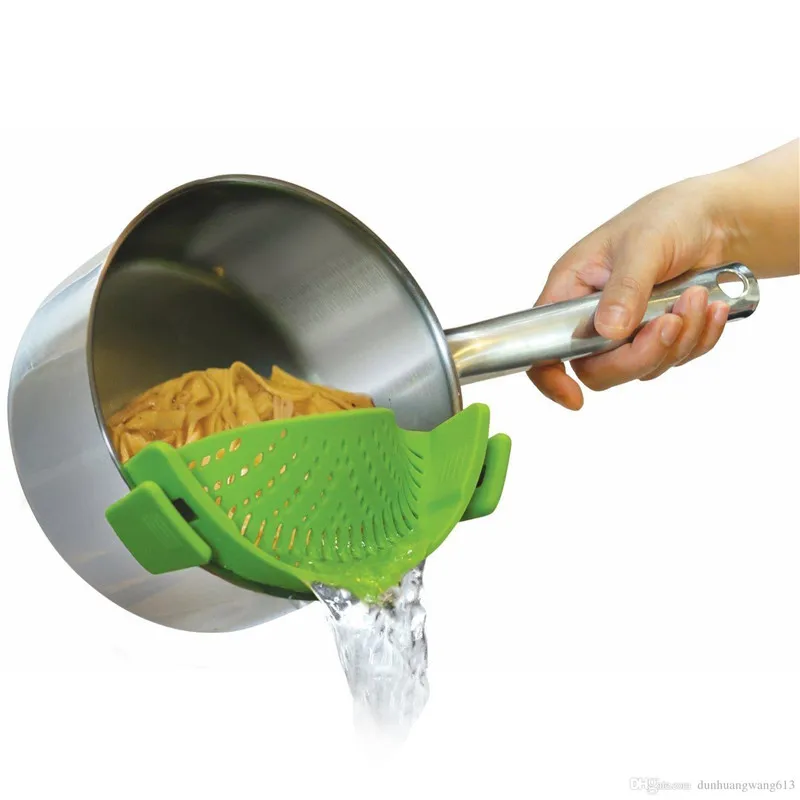 Heat Resistant Silicone Strainer Snap Clip On Pot Food Strainer For Pans Bowls