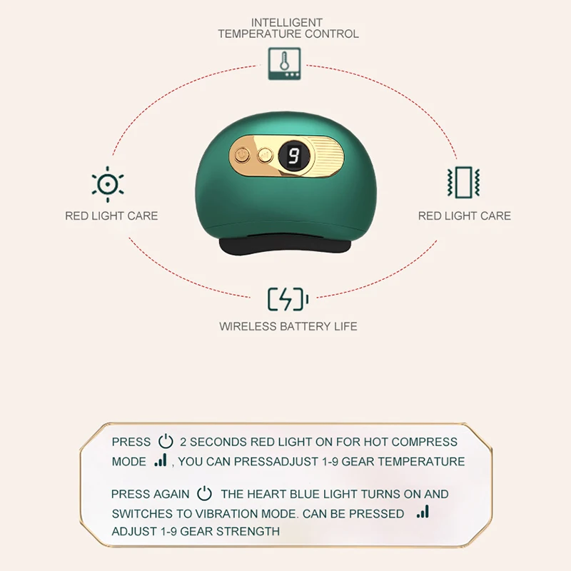 Wh-101 New Products Amazon Hot Sale Face Massager Electric Heated Gua Sha Facial Tools with Vibration