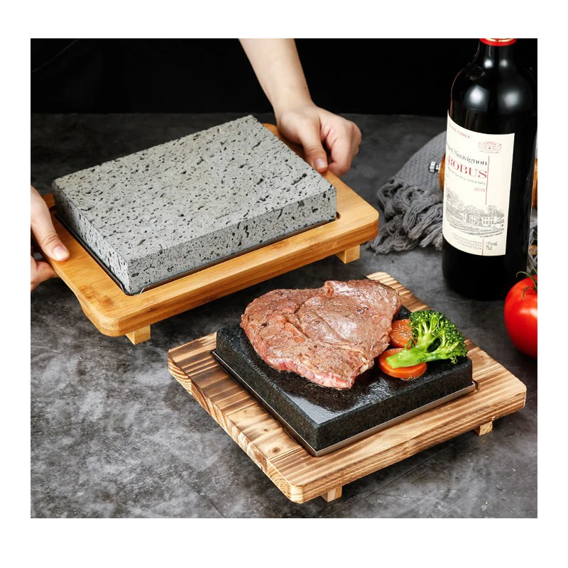 Rectangular stone plate Lava stone mineral stone bowls picnic bowl Korean hot cookers and pans for cooking Dinner plate