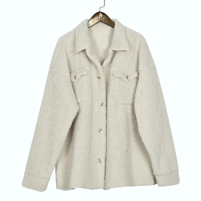 Free Shipping Hot Sale Winter Cozy Solid Color Single-breasted Warm Coat Women Lambswool Coat