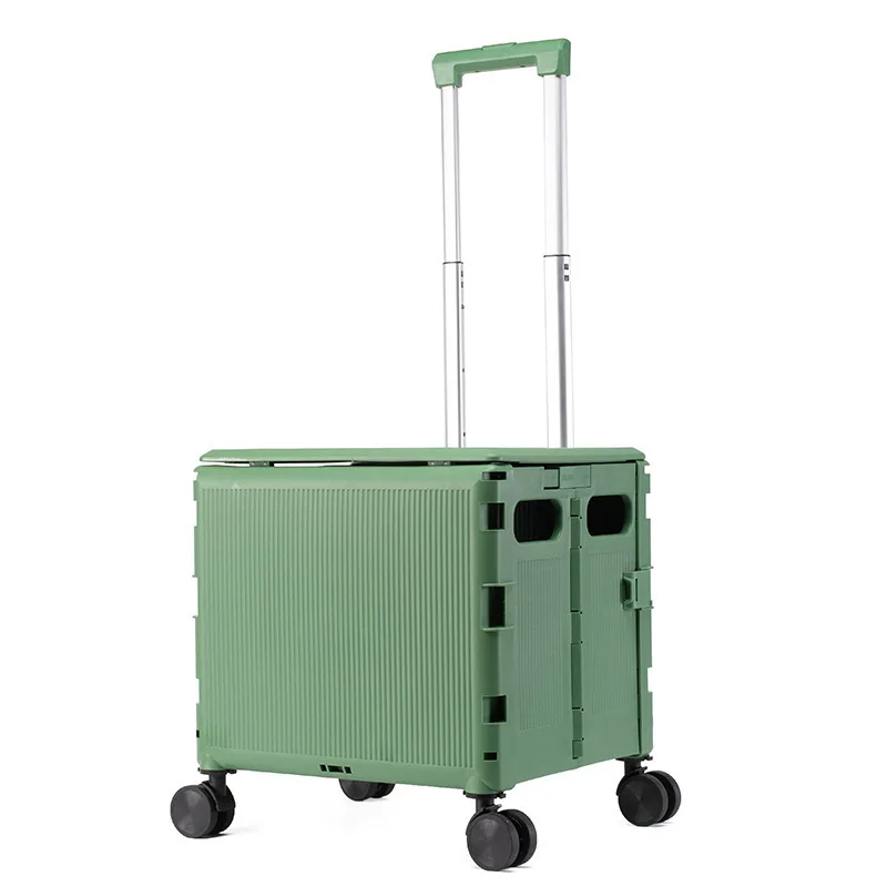 Wholesale Foldable Supermarket Trolley Multipurpose Folding Pp Plastic Portable Grocery Shopping Cart