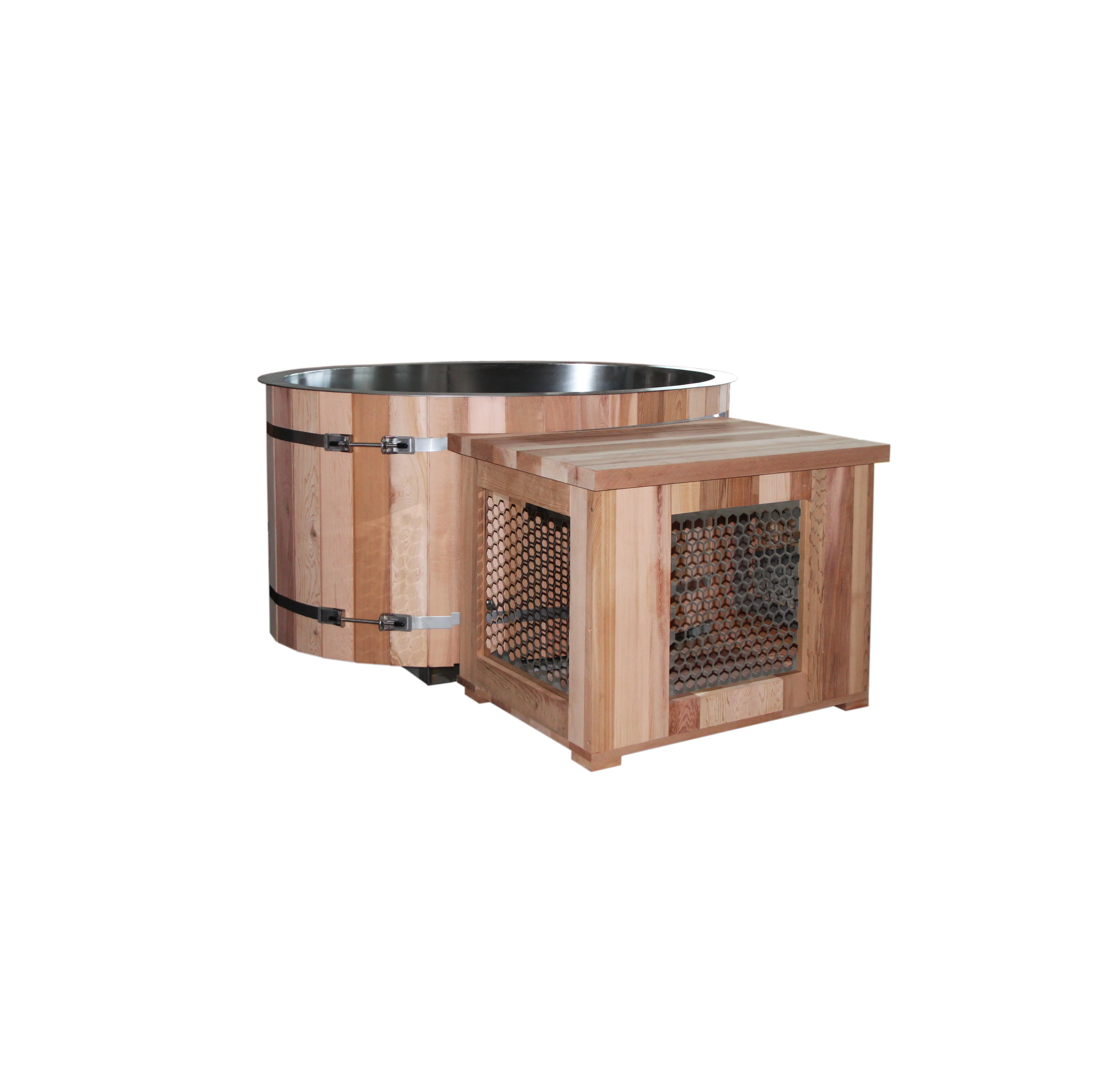 BEST Seller Portable Wood Cold Plunge Tub with #304 SS Liner for Water Chiller for Cold Plunge Pools with Chiller included UV