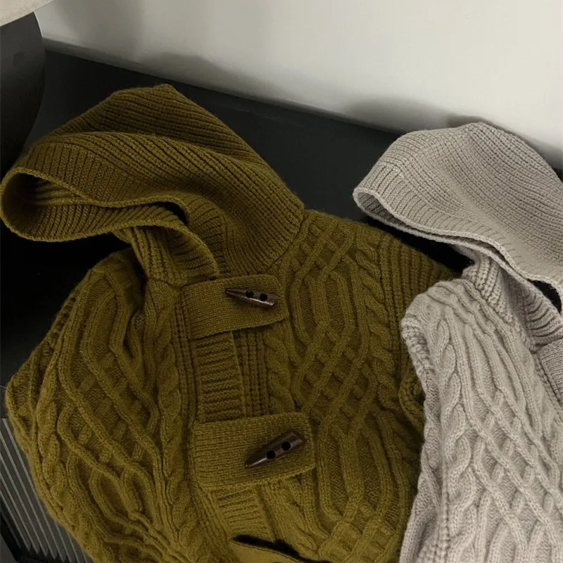 Fashion Knitted  Cotton horn toggle button Baby Cardigan Kids  coat